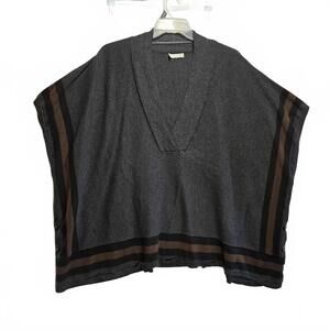 Hinge Nordstrom's Womens Oversized S/XS Heathered Knit V-Neck Poncho Boho Hippie